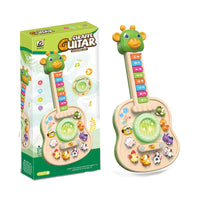 Baby Animal Sounds Guitar Toy for Toddlers, Interactive Musical Toy with Piano Keys and Light Up Knob, Early Learning Sensory Toy Gift for Kids