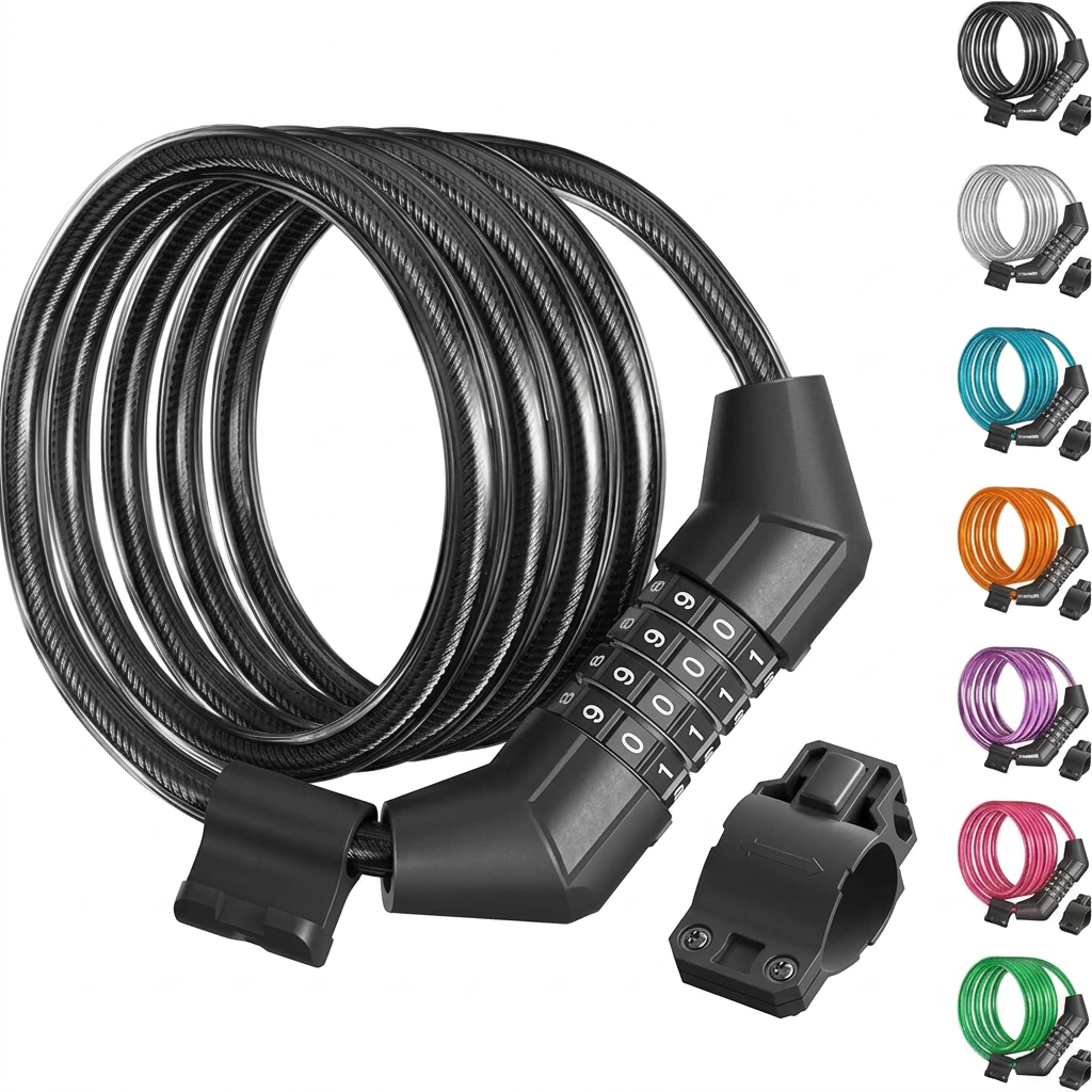 4ft bike cable lock with 4-digit combination for easy security