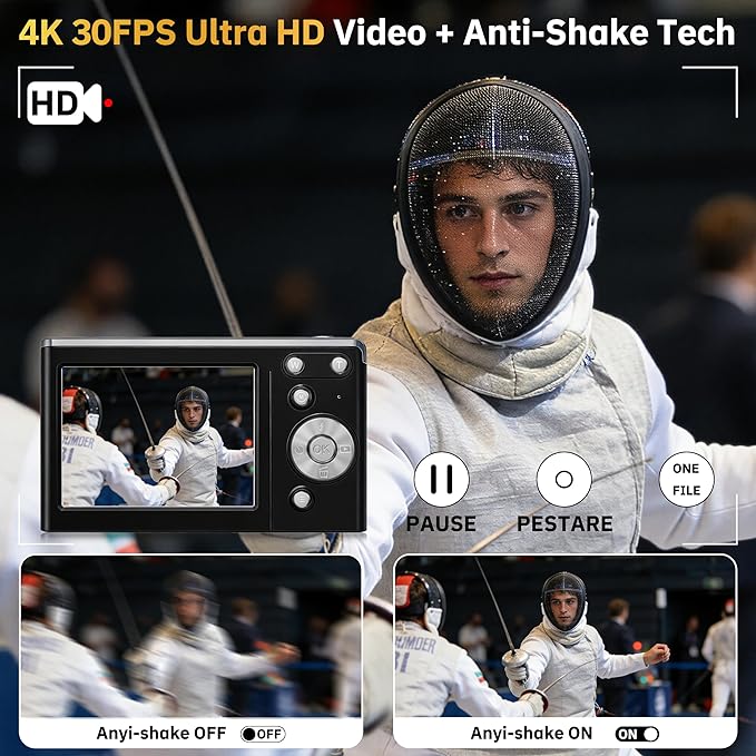 4K 50MP compact digital camera in black color