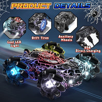 4WD RC stunt car with rotating lights and remote control