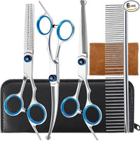 5 in 1 Premium Dog Grooming Scissors Set with Safety Round Tips for Dogs and Cats