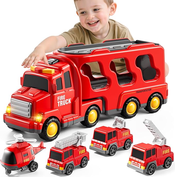 5 In 1 Fire Engine Toy Cars For Toddlers