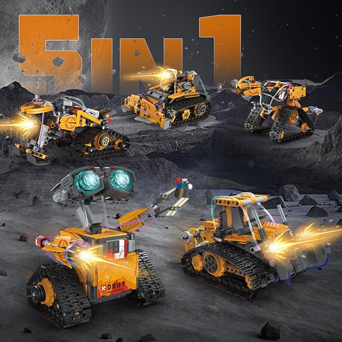 5-in-1 robot building toy with remote and app control