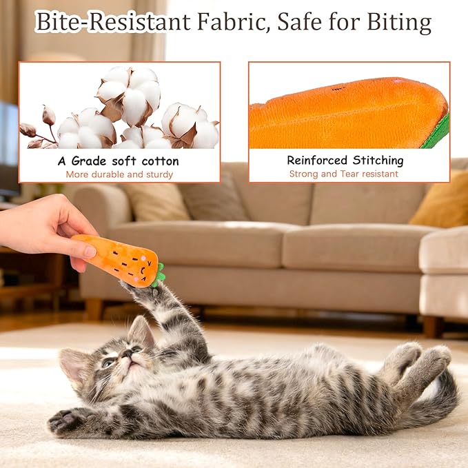 Soft plush cat toy for indoor cat enrichment