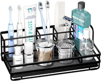 5-section black bathroom organizer for toothbrushes and toothpaste