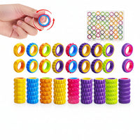 50 pack fidget rings for kids with textured spinner design