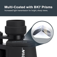 Large 50mm lens binoculars for bright low light viewing