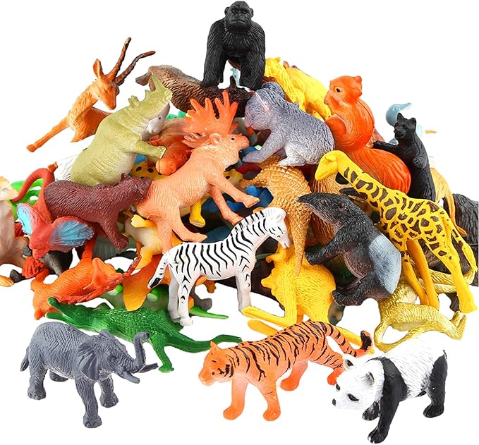 54-piece jungle animal figure set for kids learning and play