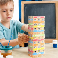 54 Pcs Wooden Stacking Blocks Game For Indoor Family Play
