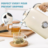 57 oz cordless electric kettle placed on its power base
