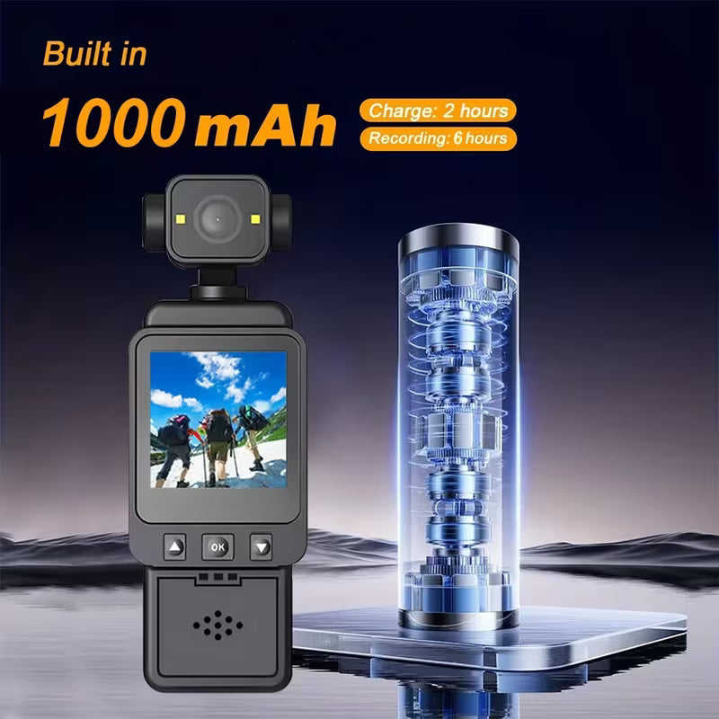 1080P Action Camera with 1.54 Inch LCD Display, Anti Shake Stabilization, Night Vision, 360° Rotation & Fill Light Portable Vlogging Camera for Travel & Sports