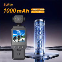 1080P Action Camera with 1.54 Inch LCD Display, Anti Shake Stabilization, Night Vision, 360° Rotation & Fill Light Portable Vlogging Camera for Travel & Sports