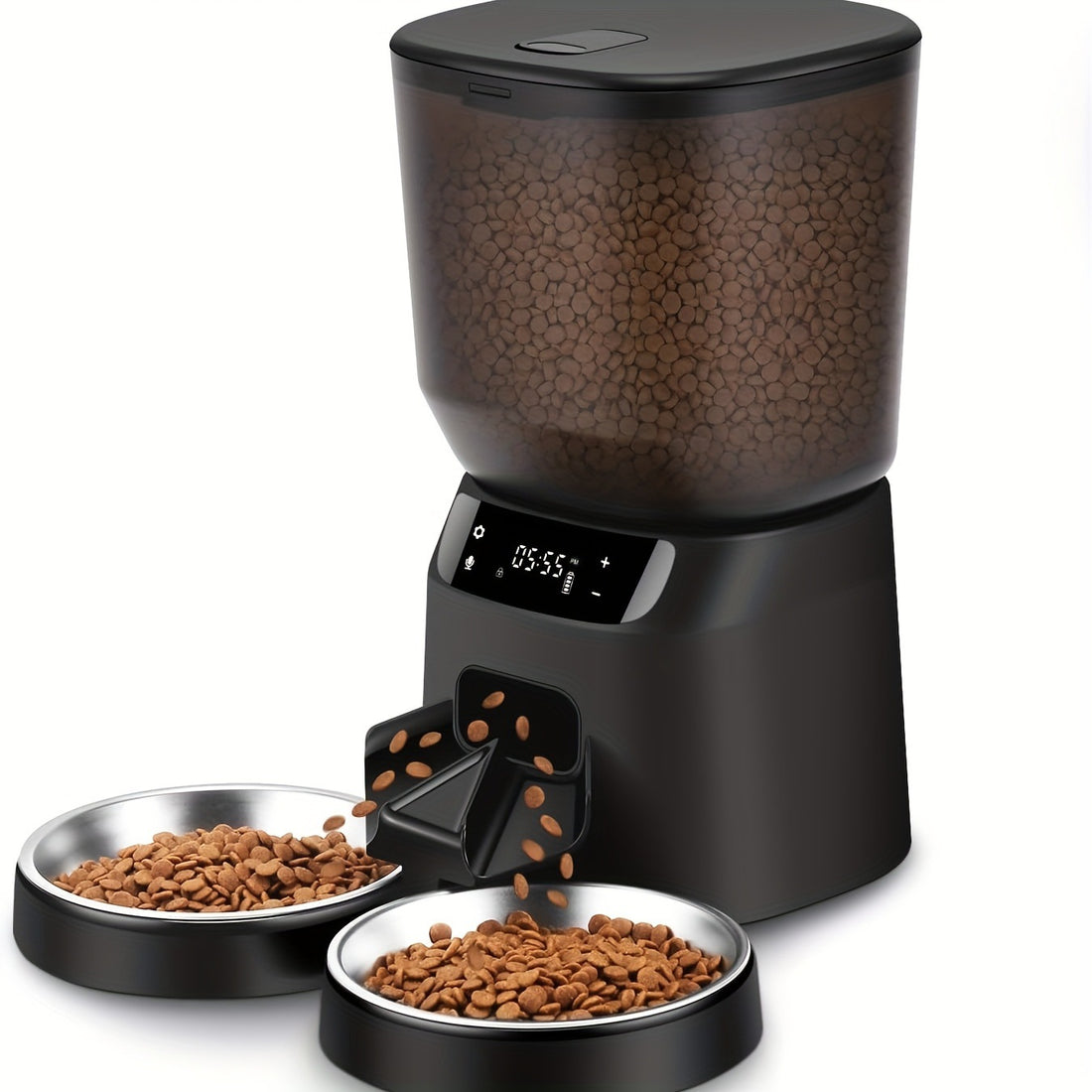 5L automatic cat feeder with double bowls and timer
