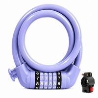 6-digit bicycle combination lock with steel cable