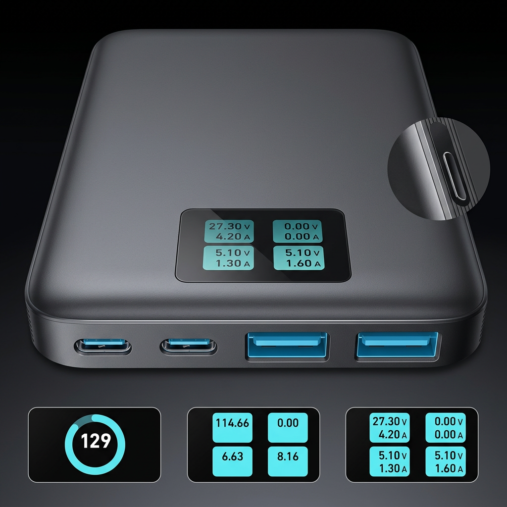 6 in 1 power strip with multiple ports for home office desk