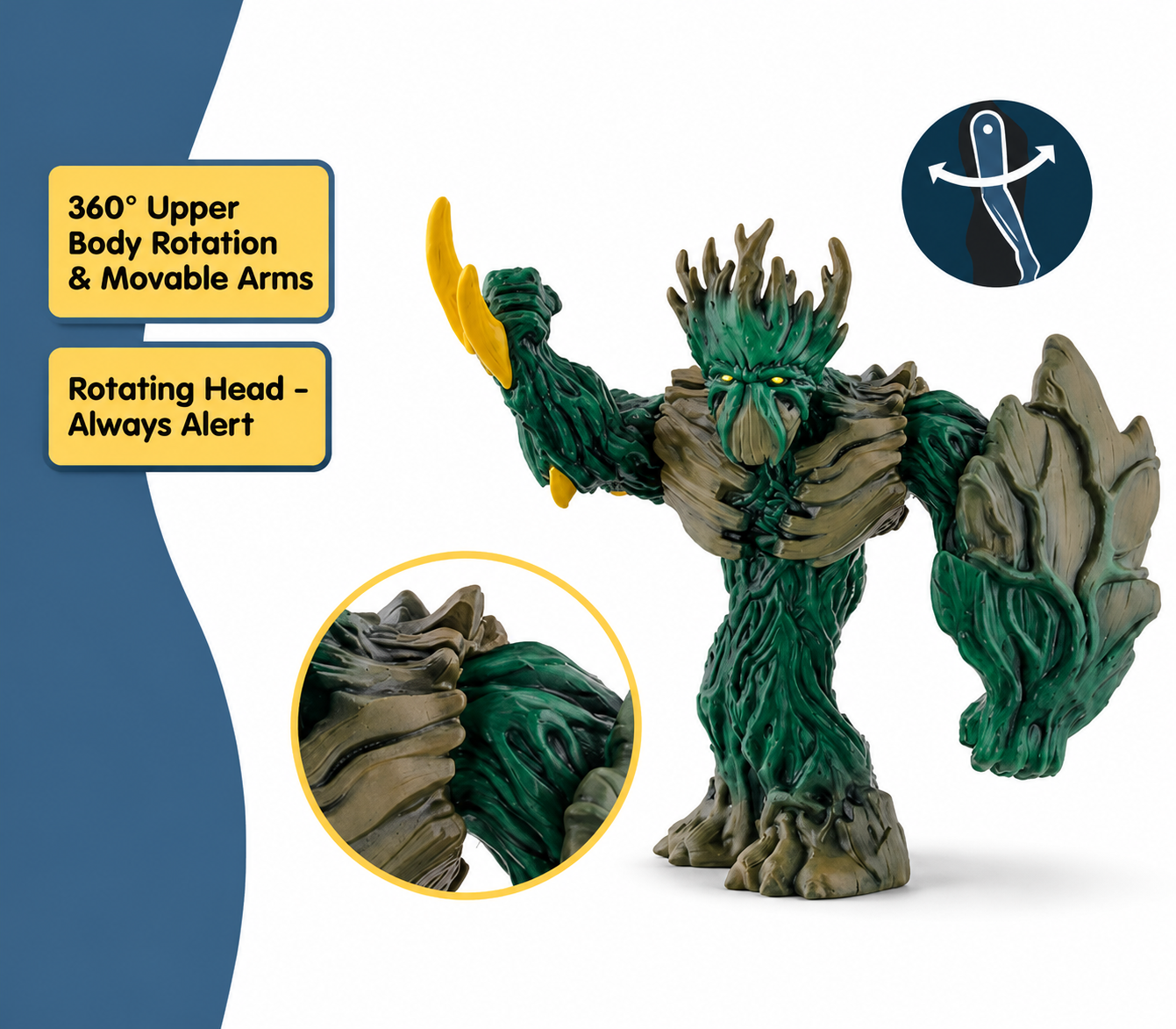 Jungle Emperor Toy Action Figure – 6” Fantasy Monster Toy with Movable Arms, Shield & Rotating Head, Battle Play Figurine for Kids 7+