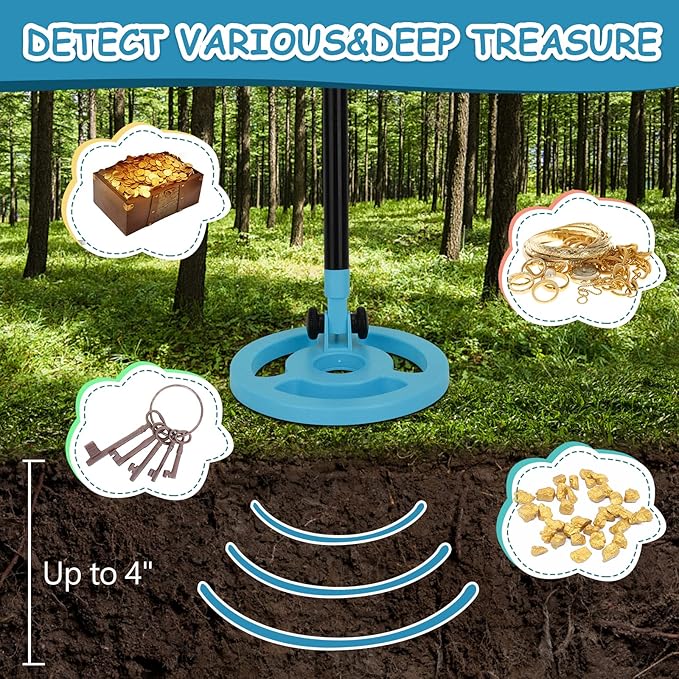 Metal detector with 6 inch search coil for accurate detection