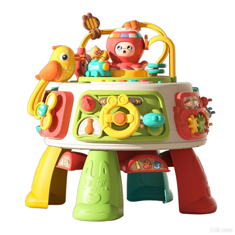 6-sided baby activity cube table with colourful learning activities