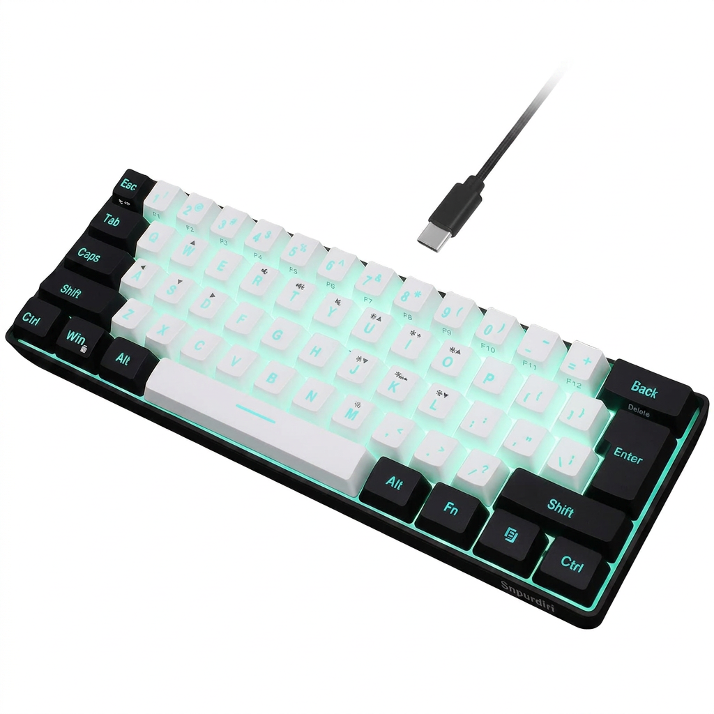 60 percent RGB wired gaming keyboard black white