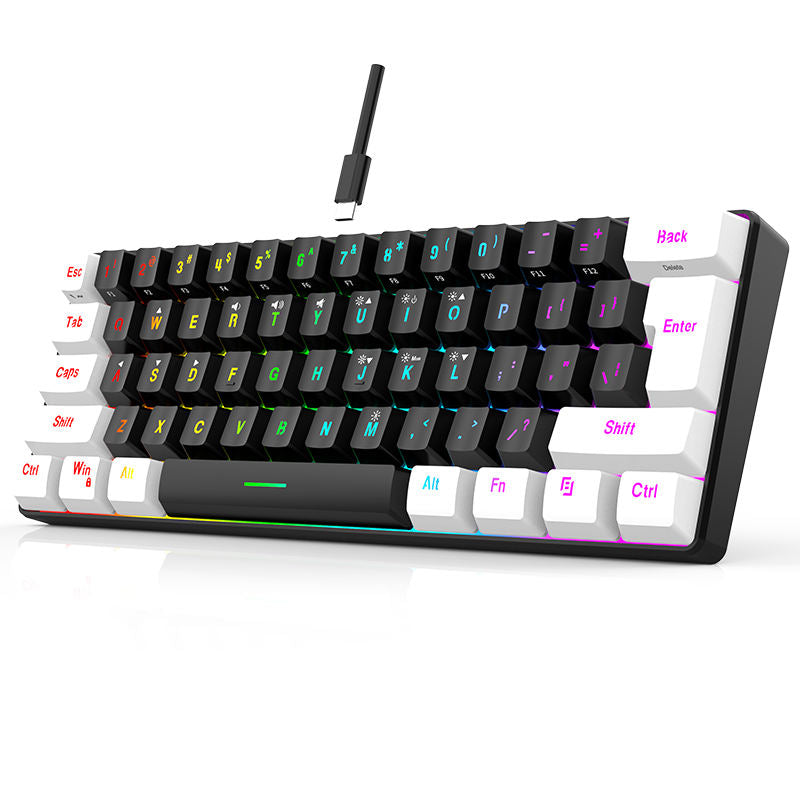 Portable 60% keyboard with a compact key layout