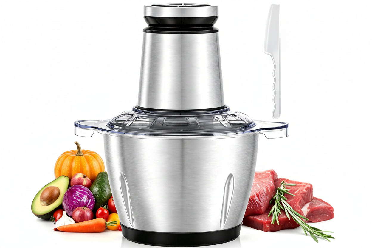 600W electric food processor with large 10-cup bowl