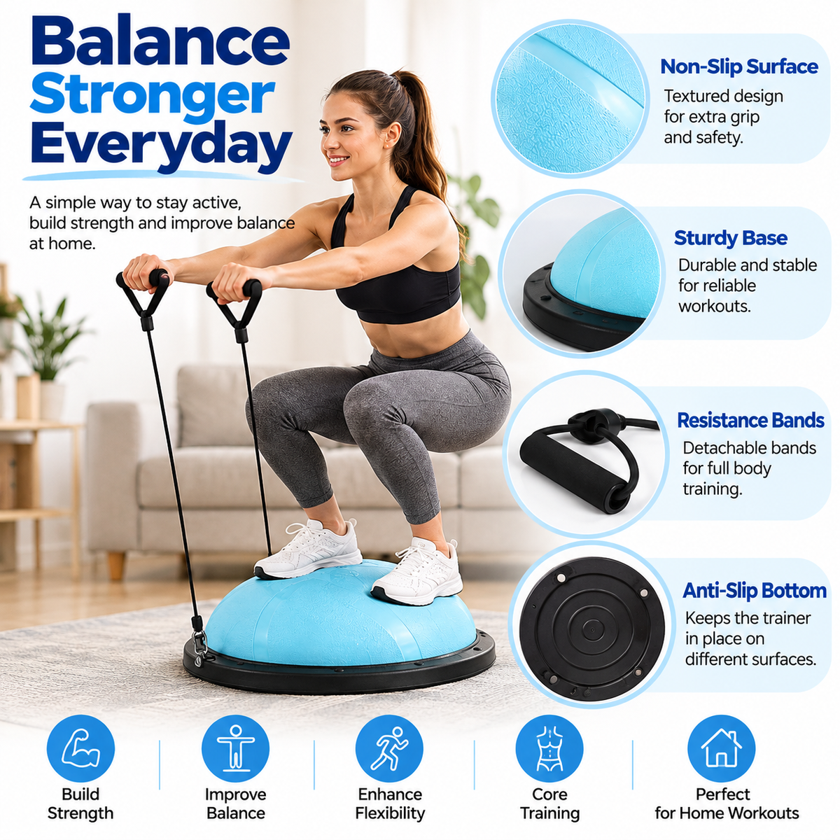 Balance Ball for Yoga, Core Strength, Stability Training, Balance Exercises and Home Gym Workouts