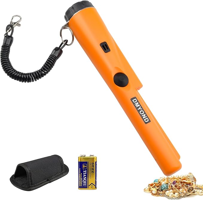 Diamond Metal Detector Pin pointer – Professional Waterproof Handheld Wand – High Sensitivity 360° Detection – Treasure Pinpointing Finder Probe for Adults & Kids (Orange)