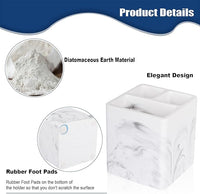 Toothbrush Holder for Bathroom Countertop – 3 Slot Electric Toothbrush & Toothpaste Organizer, Marble White Vanity Storage Cup for Shower & Sink