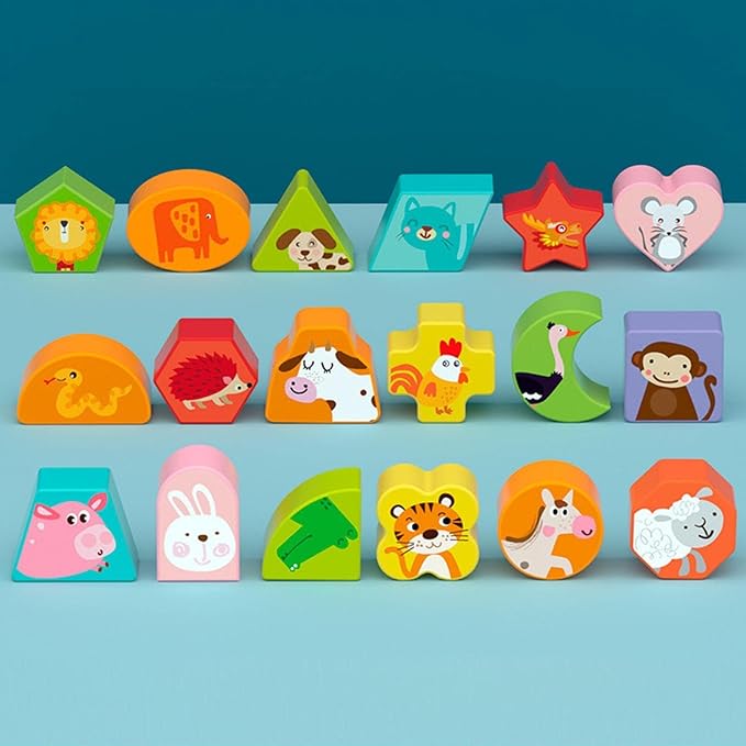 18 Hole Shape Sorter Animal Puzzle Car for Kids, Montessori Educational Learning Toy, Fine Motor Skill Toy for Toddlers Boys Girls