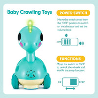 Dinosaur Toy – Touch & Go Crawling Dinosaur with Music, Lights & Obstacle Avoidance for Toddlers