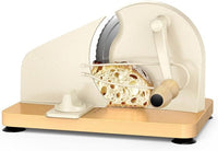 Manual Bread Slicer with Adjustable Thickness, Stainless Steel Blade and Solid Wood Base