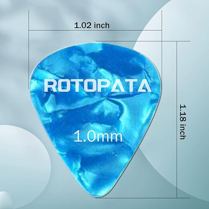 15 Pack Guitar Picks Plectrums with Organizer Box, Assorted Thickness 0.5mm 0.75mm 1.0mm, Celluloid Picks for Bass, Electric, Acoustic Guitars, Ukulele