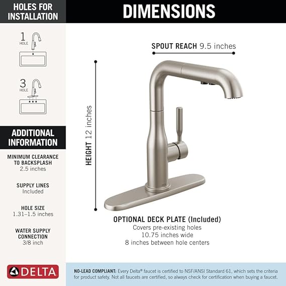 Modern Stainless Steel Single Handle Kitchen Sink Faucet for Home, Farmhouse & Utility Sink