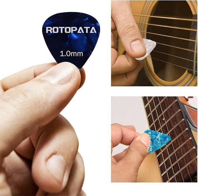 15 Pack Guitar Picks Plectrums with Organizer Box, Assorted Thickness 0.5mm 0.75mm 1.0mm, Celluloid Picks for Bass, Electric, Acoustic Guitars, Ukulele