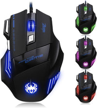 Zelotes 7200 DPI Wired Gaming Mouse with 7 Buttons – LED Optical USB Ergonomic Mouse for PC & Laptop