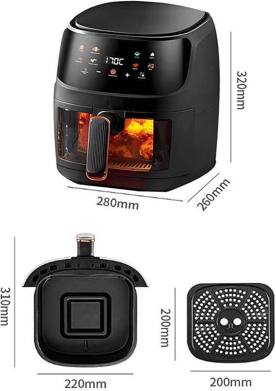 Smart Digital Air Fryer – 8L with 8 Custom Presets & 360° Heating