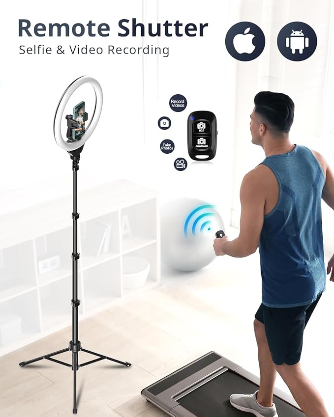 62'' Adjustable Tripod Stand for Stability and Height Adjustment with LED Ring Light