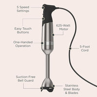 Stainless Steel Immersion Blender for Smoothies & Soups