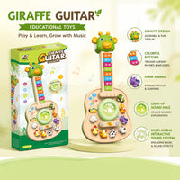 Baby Animal Sounds Guitar Toy for Toddlers, Interactive Musical Toy with Piano Keys and Light Up Knob, Early Learning Sensory Toy Gift for Kids