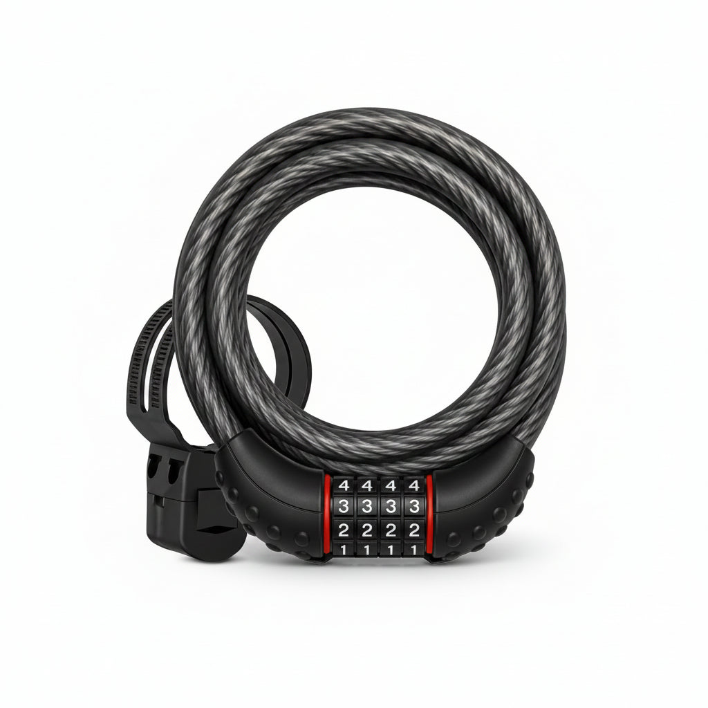 6-foot black cable bike lock with adjustable combination