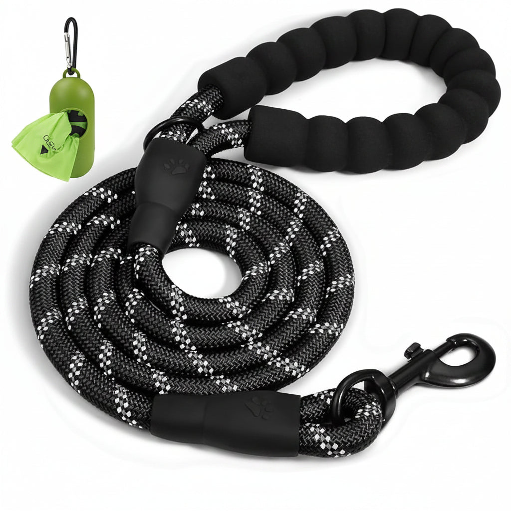 6 ft rope dog leash with padded handle and swivel clip