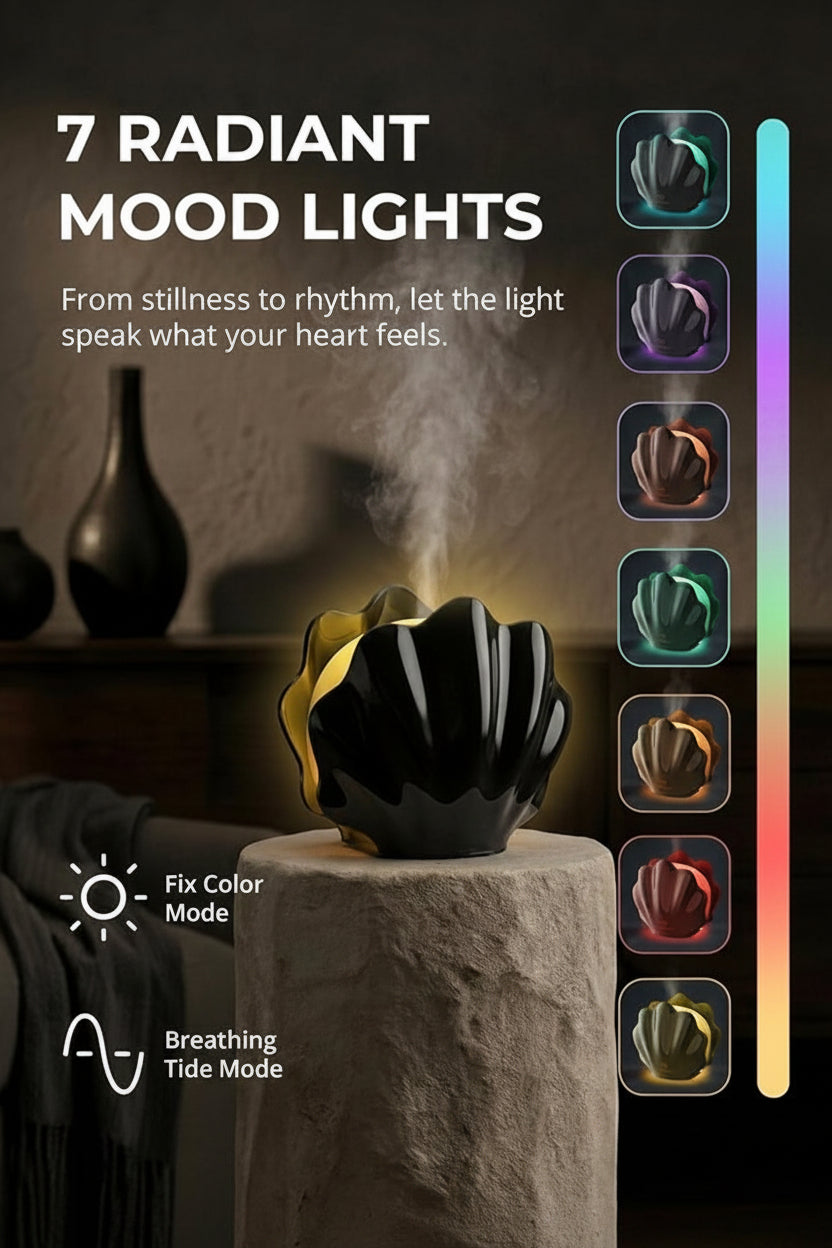 Shell aroma diffuser with 7-color LED light