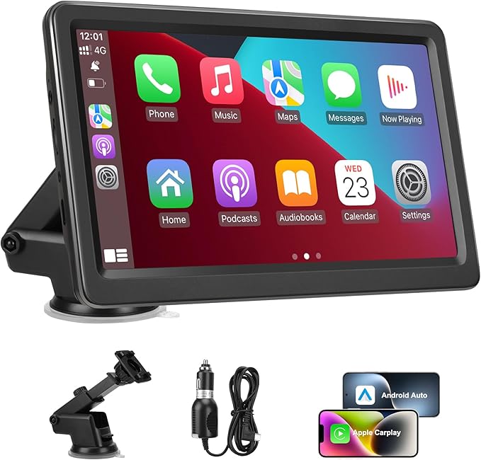 7" Wireless CarPlay & Android Auto Screen with HD Touchscreen and GPS Navigation