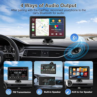 7" CarPlay & Android Auto Screen showing GPS navigation and touchscreen interface