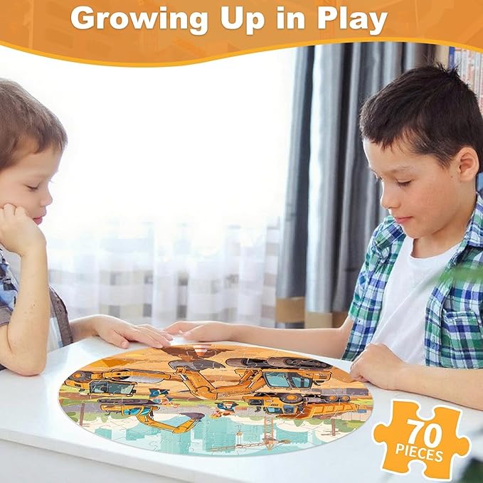 70 piece jigsaw puzzle for children with construction theme