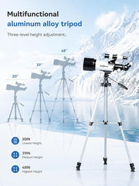 70mm 500mm white refractor telescope for kids and adults