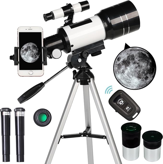 70mm black refractor telescope for adults and kids