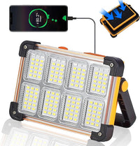 120W Solar Rechargeable Work Light 144 LED 10000LM Portable Flood Light with Stand IP66 Waterproof Job Site Lighting