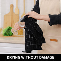 100% Cotton Terry Kitchen Towels 4 Pack – Black Checkered Dish Towels, Soft Super Absorbent Kitchen Hand Towels, 13 x 28 Inches