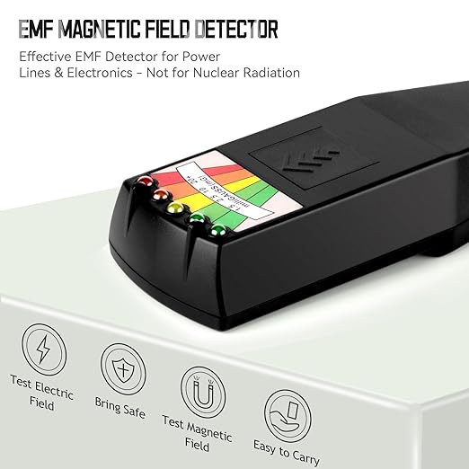 Color Tree Handheld LED EMF Magnetic Field  Detector, Electromagnetic Paranormal Equipment, 50Hz-20,000Hz (Black)
